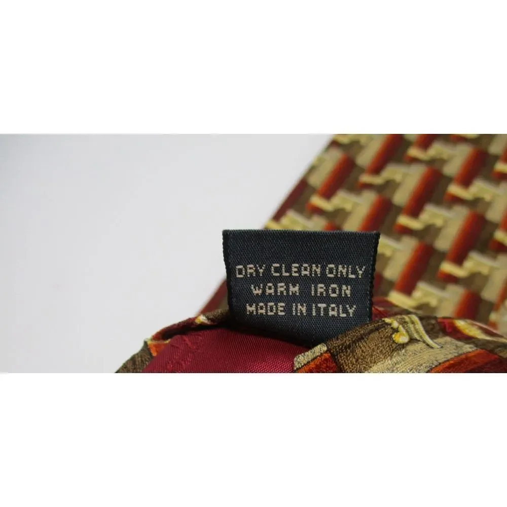 Ermenegildo Zegna Mens Silk Necktie Italy‎ Designer Gold / Bronze Geometric Tie